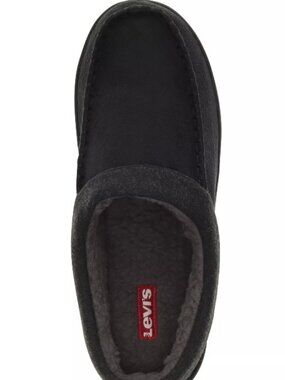 Levis Mens Victor Faux-Sherpa Slippers Black